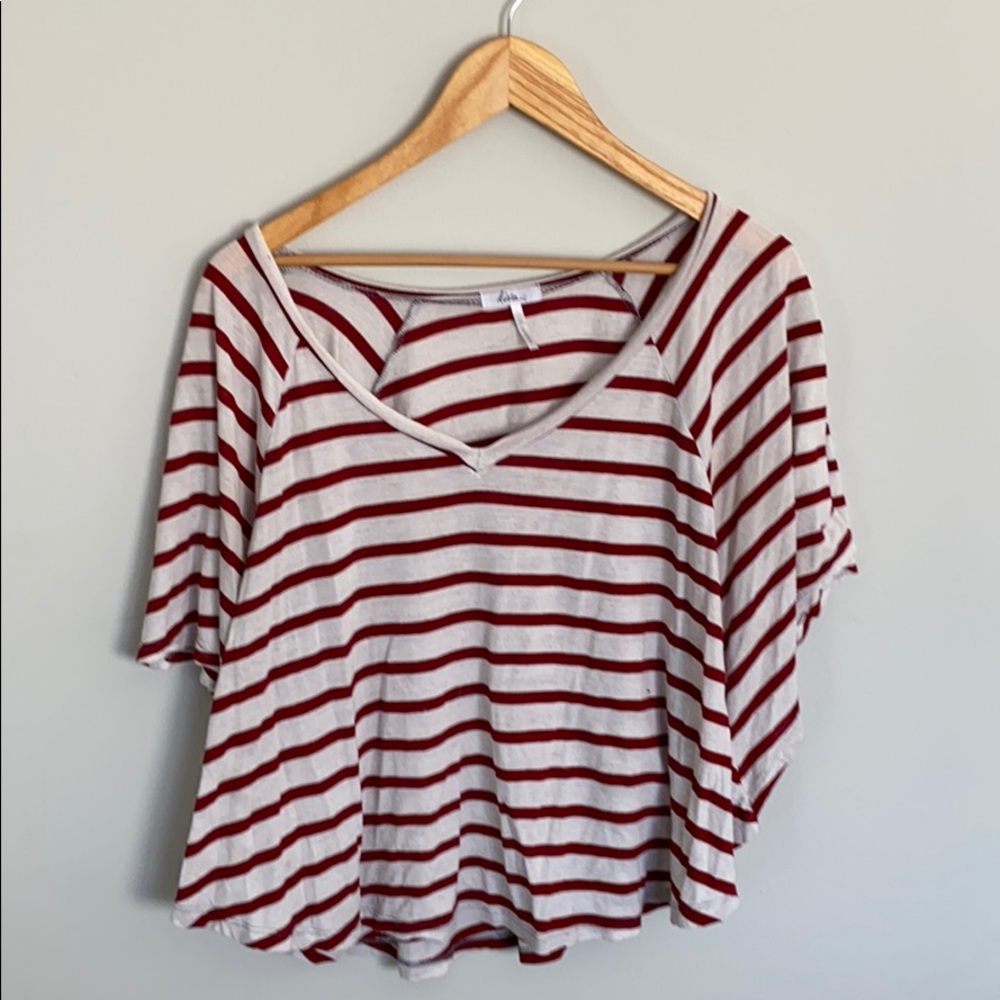 Maroon and white striped loose tee
